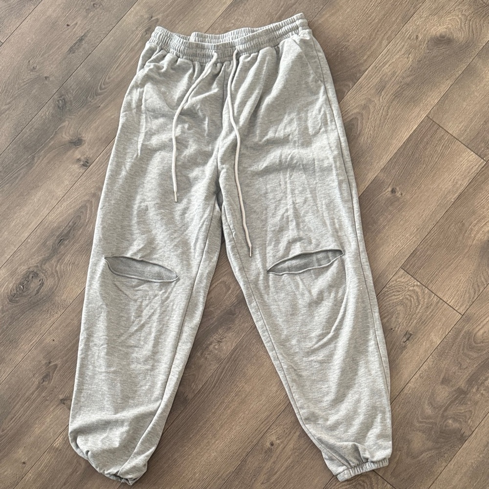 SHEIN Light Gray Joggers with Knee Cutouts